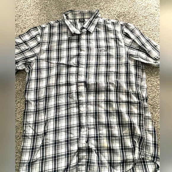Oakley Other - Oakley Mens Black White Plaid Short Sleeve Button Down Shirt Size Large